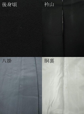 平和屋着物●訪問着　駒刺繍　草花文　黒地　金彩　正絹　逸品　CABI9687ut