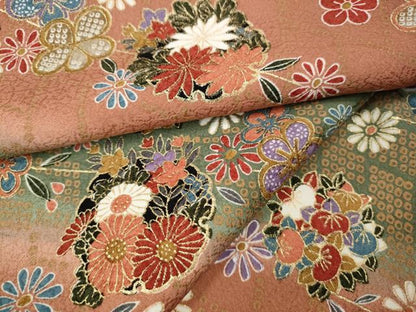 平和屋着物●上質な小紋　斜線舞花文　暈し染め　金彩　正絹　逸品　未使用　CABI9699ut