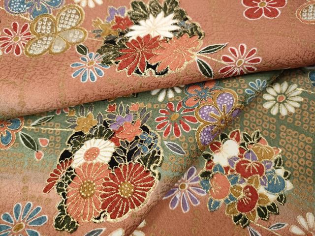平和屋着物●上質な小紋　斜線舞花文　暈し染め　金彩　正絹　逸品　未使用　CABI9699ut