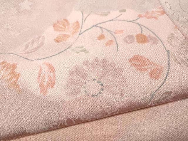平和屋着物●上質な小紋　地紋起こし　雲重ね草花文　正絹　逸品　CABI9701ut