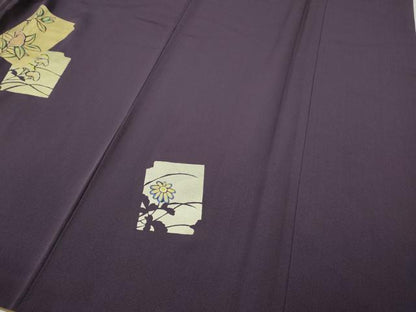 平和屋着物●訪問着　刺繍　破れ色紙飛鶴草花文　金銀彩　正絹　逸品　CABI9702ut