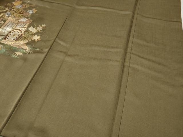 平和屋着物●訪問着　屏風御所車花文　暈し染め　金銀彩　正絹　逸品　CABI9704ut