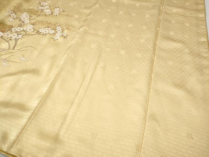 平和屋着物●訪問着　駒刺繍　扇面草花文　暈し染め　金銀彩　正絹　逸品　CABI9705ut