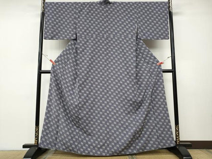 平和屋着物●上質な小紋　変わり市松　正絹　逸品　CABI9706ut
