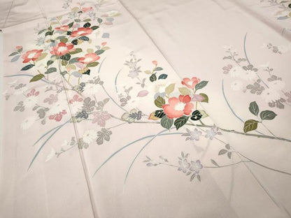 平和屋着物●訪問着　友禅　枝花文　暈し染め　正絹　逸品　CABI9707ut