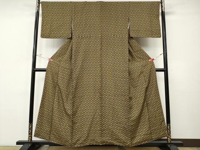 平和屋着物●上質な小紋　幾何学文様　黒地　正絹　逸品　CABI9708ut