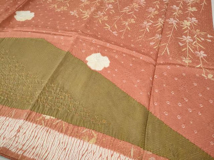 平和屋着物●訪問着　絞り　刺繍　花籠文　正絹　逸品　CABI9712ut