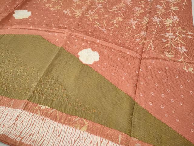 平和屋着物●訪問着　絞り　刺繍　花籠文　正絹　逸品　CABI9712ut
