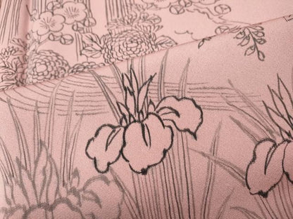 平和屋着物●訪問着　手描き　流水草花文　正絹　逸品　未使用　CABI9713ut