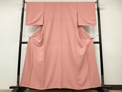 平和屋着物●上質な色無地　薄紅色　正絹　逸品　CABI9714ut