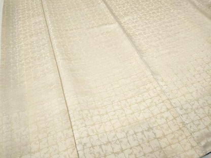 平和屋着物●上質な小紋　格子柄　金通し地　正絹　逸品　CABI9716ut
