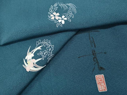 平和屋着物●京加賀友禅　百貫石峰　小紋　草花丸文　正絹　逸品　未使用　CABI9720ut