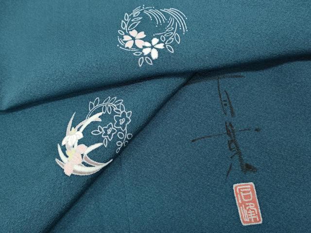 平和屋着物●京加賀友禅　百貫石峰　小紋　草花丸文　正絹　逸品　未使用　CABI9720ut