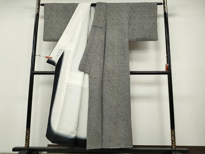 平和屋着物●大変加工の良い総絞り小紋　黒地　正絹　逸品　CABI9721ut