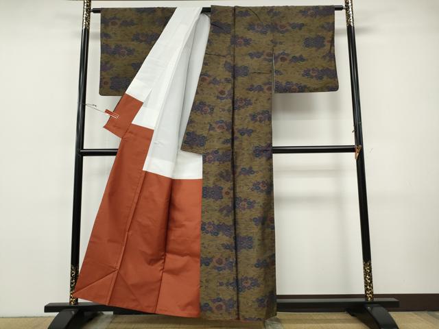 平和屋着物●本場大島紬　舞花文　正絹　逸品　CABI9723ut