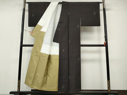 平和屋着物●結城紬　吉祥文　飛び亀甲柄　正絹　逸品　CABI9724ut