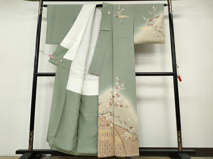 平和屋着物●訪問着　エ霞草花文　暈し染め　金彩　鈴乃屋扱い　正絹　逸品　CABI9726ut