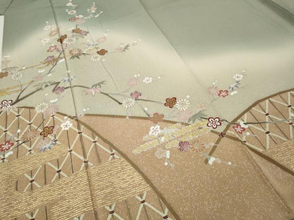 平和屋着物●訪問着　エ霞草花文　暈し染め　金彩　鈴乃屋扱い　正絹　逸品　CABI9726ut
