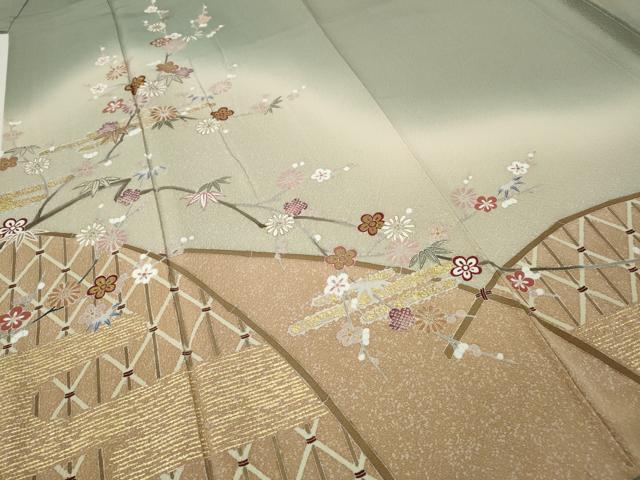 平和屋着物●訪問着　エ霞草花文　暈し染め　金彩　鈴乃屋扱い　正絹　逸品　CABI9726ut
