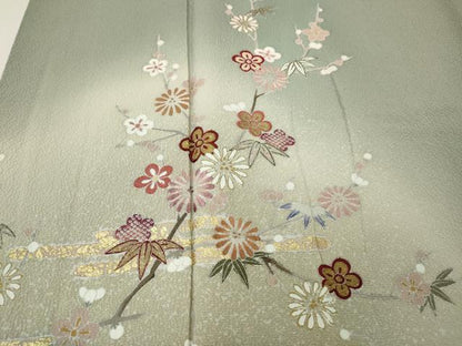 平和屋着物●訪問着　エ霞草花文　暈し染め　金彩　鈴乃屋扱い　正絹　逸品　CABI9726ut
