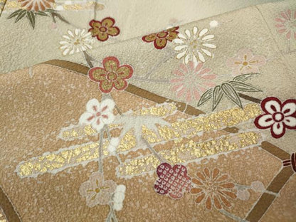 平和屋着物●訪問着　エ霞草花文　暈し染め　金彩　鈴乃屋扱い　正絹　逸品　CABI9726ut