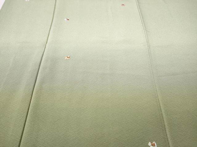 平和屋着物●訪問着　総刺繍　犬　いぬ　暈し染め　金糸　ますいわ屋扱い　正絹　逸品　CABI9727ut