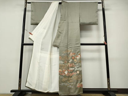平和屋着物●豪華色留袖　作家物　駒刺繍　飛鶴草花文　金彩　正絹　逸品　CABI9728ut