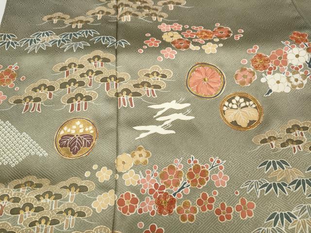 平和屋着物●豪華色留袖　作家物　駒刺繍　飛鶴草花文　金彩　正絹　逸品　CABI9728ut