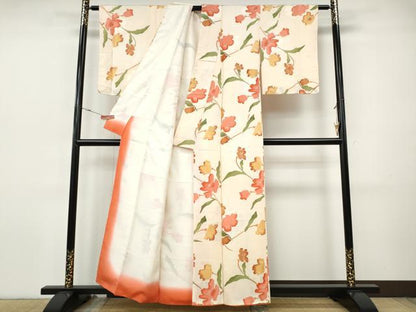 平和屋着物●上質な小紋　地紋起こし　枝花文　正絹　逸品　CABI9730ut