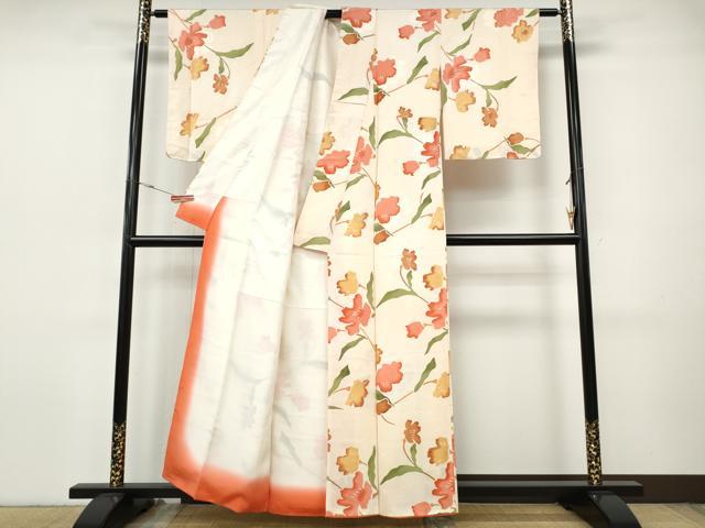 平和屋着物●上質な小紋　地紋起こし　枝花文　正絹　逸品　CABI9730ut