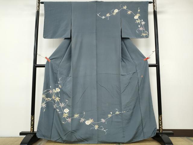 平和屋着物●本加賀友禅作家　白坂幸蔵　訪問着　蔦の葉花文　正絹　逸品　CABI9738ut