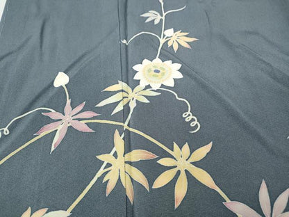 平和屋着物●本加賀友禅作家　白坂幸蔵　訪問着　蔦の葉花文　正絹　逸品　CABI9738ut