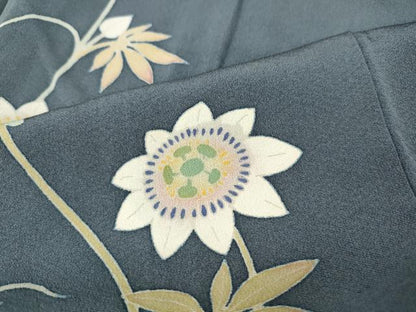 平和屋着物●本加賀友禅作家　白坂幸蔵　訪問着　蔦の葉花文　正絹　逸品　CABI9738ut