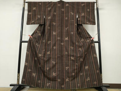 平和屋着物●上質な紬　飛鳥銀杏文　正絹　逸品　CABI9740ut
