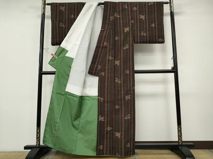 平和屋着物●上質な紬　飛鳥銀杏文　正絹　逸品　CABI9740ut