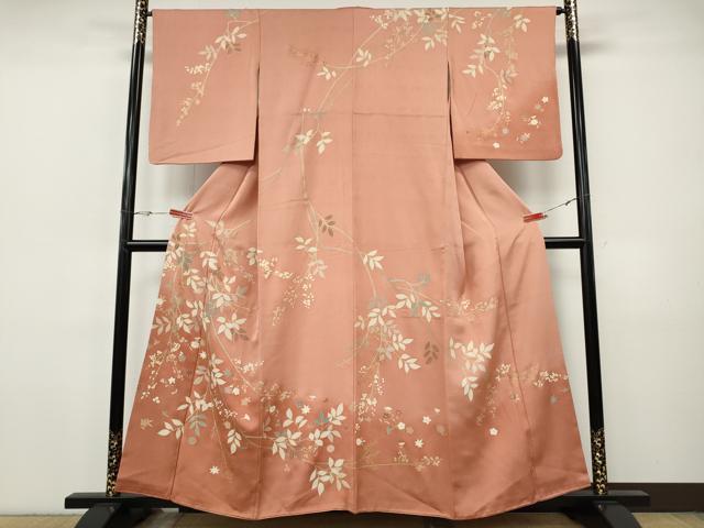 平和屋着物●訪問着　駒刺繍　枝花文　暈し染め　金彩　正絹　逸品　CABI9743ut