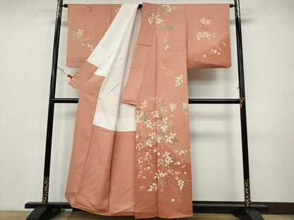 平和屋着物●訪問着　駒刺繍　枝花文　暈し染め　金彩　正絹　逸品　CABI9743ut