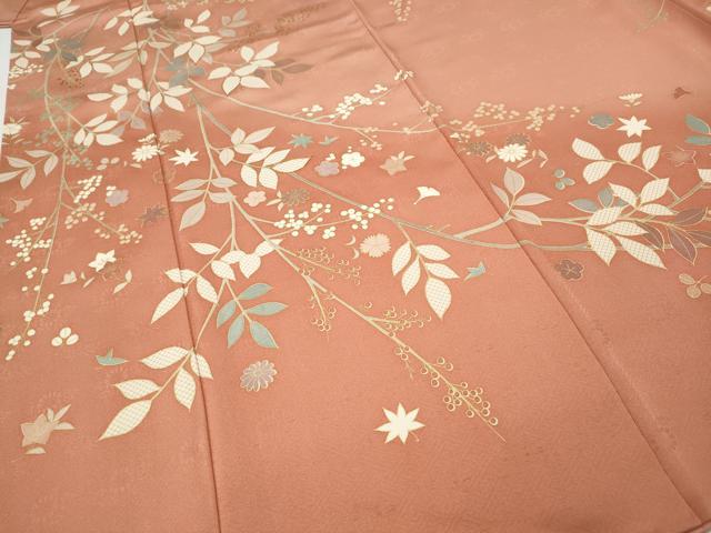 平和屋着物●訪問着　駒刺繍　枝花文　暈し染め　金彩　正絹　逸品　CABI9743ut
