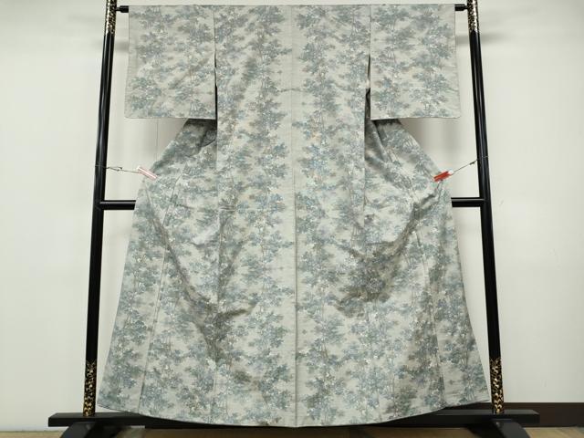 平和屋着物●本場大島紬　白大島　総絣　草木文　正絹　逸品　CABI9745ut