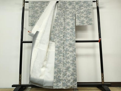 平和屋着物●本場大島紬　白大島　総絣　草木文　正絹　逸品　CABI9745ut
