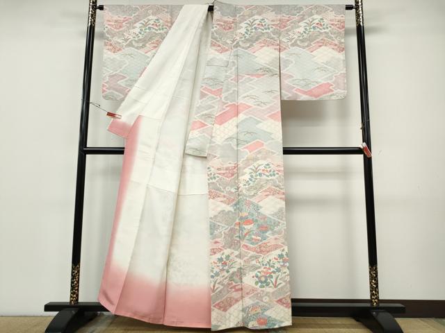 平和屋着物●訪問着　松皮菱花蝶文　金彩　正絹　逸品　CABI9746ut