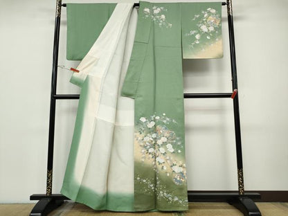 平和屋着物●訪問着　駒刺繍　雪輪枝花文　暈し染め　金彩　正絹　逸品　CABI9747ut