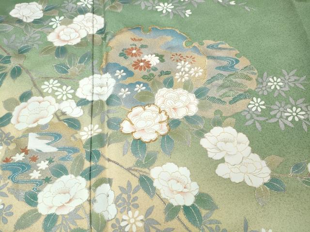 平和屋着物●訪問着　駒刺繍　雪輪枝花文　暈し染め　金彩　正絹　逸品　CABI9747ut