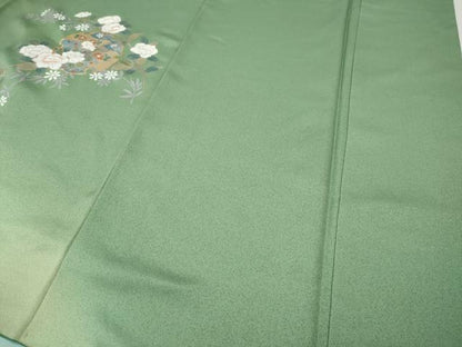 平和屋着物●訪問着　駒刺繍　雪輪枝花文　暈し染め　金彩　正絹　逸品　CABI9747ut