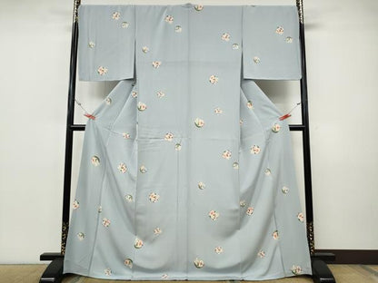 平和屋着物●上質な小紋　花丸文　ロング丈　正絹　逸品　未使用　CABI9748ut