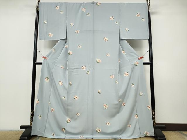 平和屋着物●上質な小紋　花丸文　ロング丈　正絹　逸品　未使用　CABI9748ut
