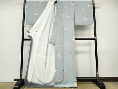 平和屋着物●上質な小紋　花丸文　ロング丈　正絹　逸品　未使用　CABI9748ut