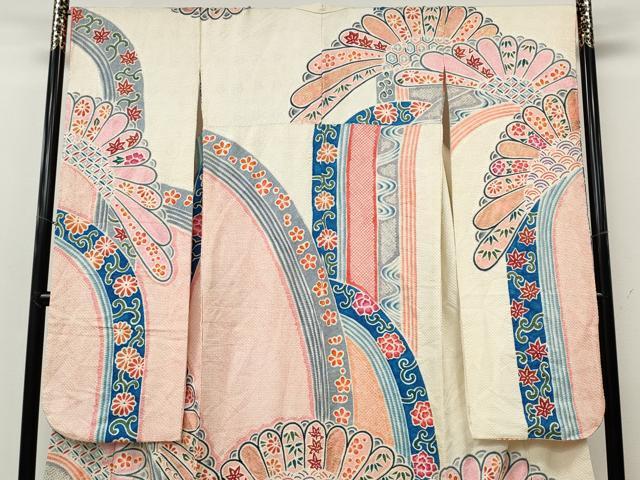 平和屋着物●名門　藤娘きぬたや・総絞り　振袖　吉祥花文　金彩　正絹　逸品　CABI9751ut