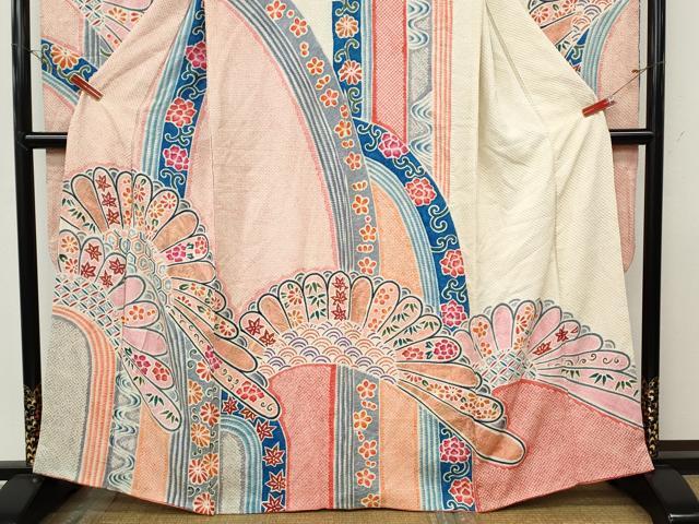 平和屋着物●名門　藤娘きぬたや・総絞り　振袖　吉祥花文　金彩　正絹　逸品　CABI9751ut