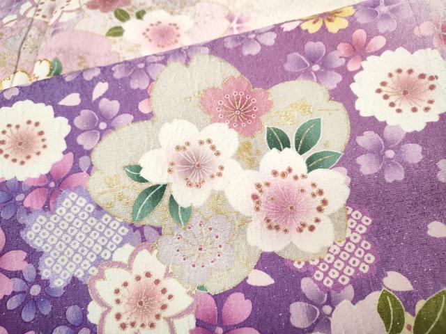 平和屋着物●豪華振袖　舞桜文　暈し染め　銀通し地　正絹　逸品　CABI9753ut